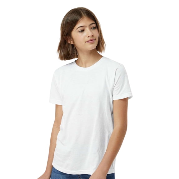 Tultex Youth Fine Jersey Short Sleeve T-Shirt 100% Ring-Spun Cotton Plain Classic Fit Kids Tee (White, XS)