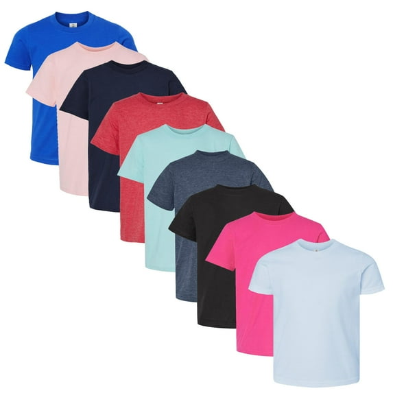 Tultex - Youth Jersey T Shirts | Short Sleeve tee, Pack of 9, Crewneck with Bulk Colors | 100% Cotton, 4.5 oz | Size: XS