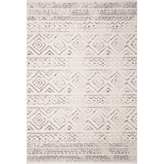Tulum Collection Area Rug - 5'3" x 7'6", Ivory & Grey, Moroccan Boho Distressed Design, Non-Shedding & Easy to Clean, Ideal for Living Room, Bedroom, Dining Space (TUL267A)