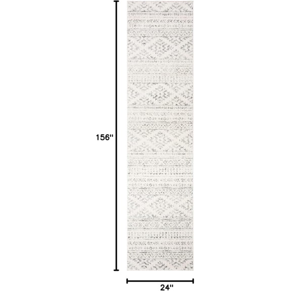 Tulum Collection Runner Rug - 2' x 13', Ivory & Grey, Moroccan Boho Design, Non-Shedding & Easy to Clean, Ideal for Living Room, Hallway, Foyer, Bedroom (TUL272A)
