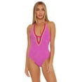 thumbnail image 1 of Tulum Maillot Plunge Halter One Piece Swimsuit, Sugar Berry, 4, 1 of 2