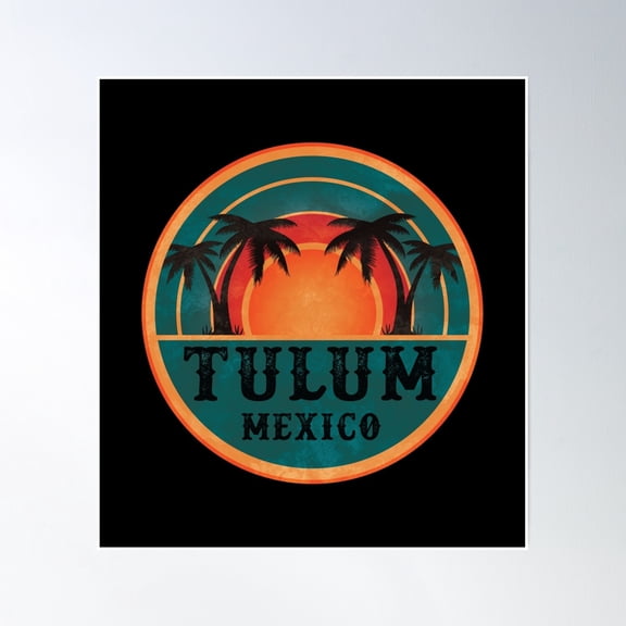 Tulum Mexico - Beach Retro Sunset Poster Wall Art, Modern Wall Decor, 16x16 UNFRAMED