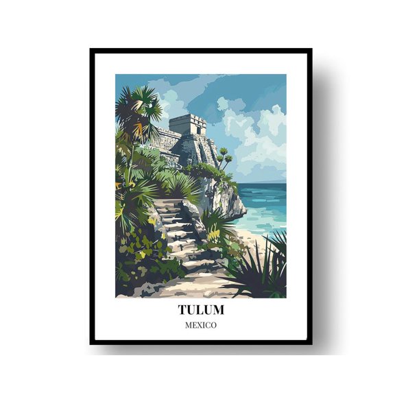 Tulum Mexico Modern Travel Wanderlust Home Accent Wall Art Decor Unframed Paper Print
