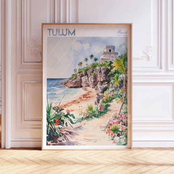 Tulum Mexico Pastel Travel Unframed Paper Print