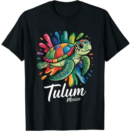 Tulum, Mexico Sea Turtle Paint Splatter Souvenir Art T-Shirt