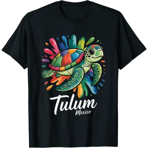 Tulum, Mexico Sea Turtle Paint Splatter Souvenir Art T-Shirt