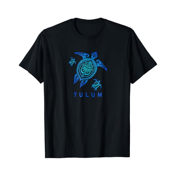 Tulum Mexico T-Shirt Sea Blue Tribal Turtle