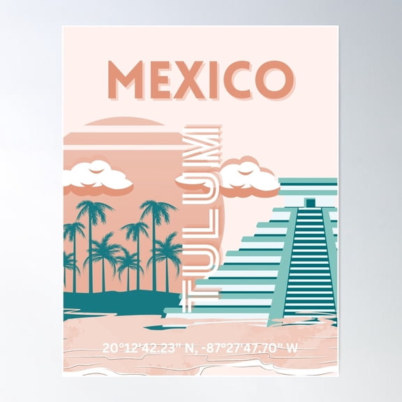 Tulum, Mexico, Travel Art, Retro Poster Wall Art, Modern Wall Decor For Living Room Bedroom, 8x12 UNFRAMED