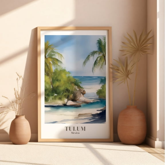 Tulum Mexico Travel Coastal Wall Art Print, Tropical Vacation Decor