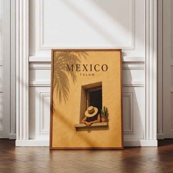 Tulum Mexico Travel Vintage Mexican Neutral Boho Poster