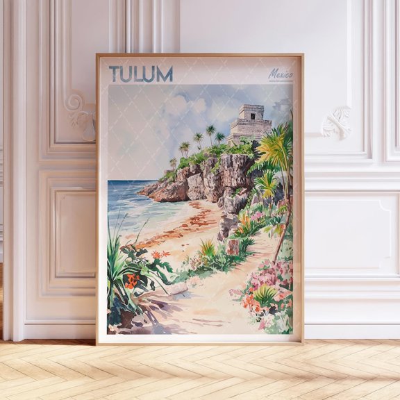 Tulum Mexico Tropical Coastal Travel Wall Art Decor Unframed Paper Print
