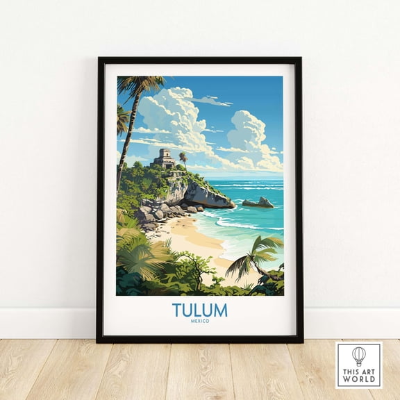 Tulum Poster Art Print Travel Print Home Dcor Poster Gift Digital Illustration Artwork Bir