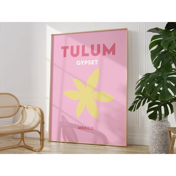 Tulum Print, Minimalist Print, European Beach Print, Bright Coloured Travel Print, Mexico Print Home Decor #758, Unframed Poster Size 8x12