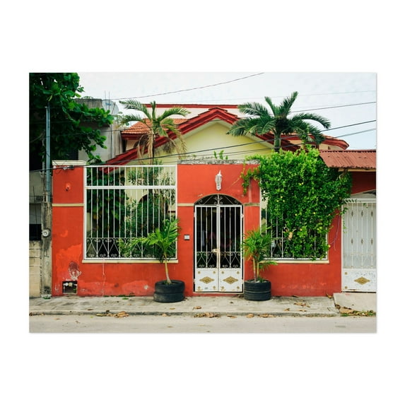 Tulum Residential 01 - Tulum Quintana Roo Mexico Photography Tropical Architecture Palm Tree Vintage Street Photography Botanical Travel Poster Unframed Wall Art Print 18 x 24 inches