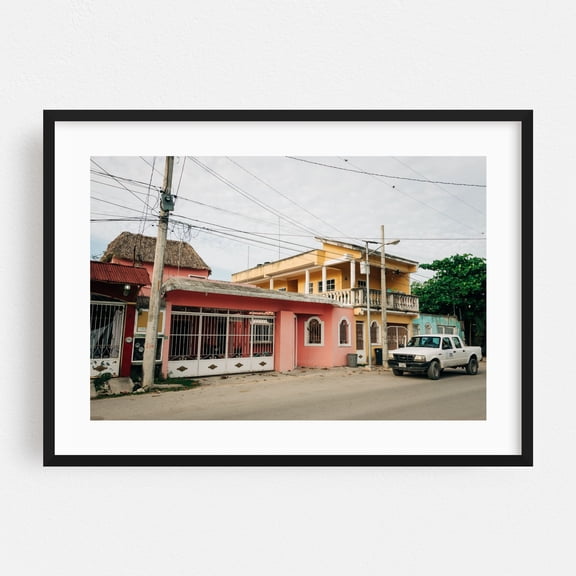 Tulum Residential 02 - Tulum Quintana Roo Mexico Photography Architecture Street Photography Rural Travel Poster Retro Black Framed Wall Art Print 5 x 7 inches