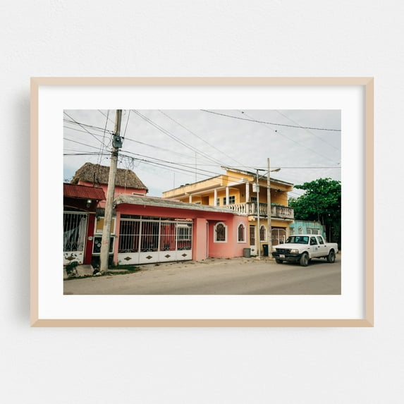 Tulum Residential 02 - Tulum Quintana Roo Mexico Photography Oak Framed Wall Art Print 12 x 18 inches