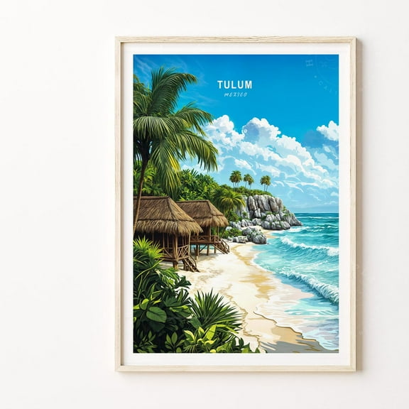 Tulum Travel Wall Art, Tulum Mexico Travel Poster, Mexico Travel Print, Minimalist Travel Poster, Birthday Present Wall Art, Modern Wall Decor, 8x12 UNFRAMED