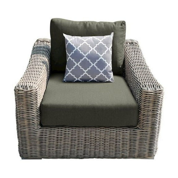 Tulum Two-Tone Dark Beige Aluminum Frame Arm Chair in Gray Cushion