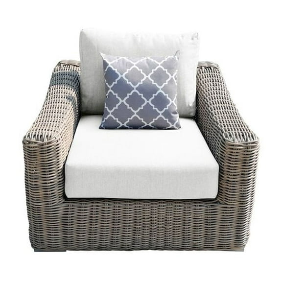 Tulum Two-Tone Dark Beige Aluminum Frame Arm Chair in White Cushion