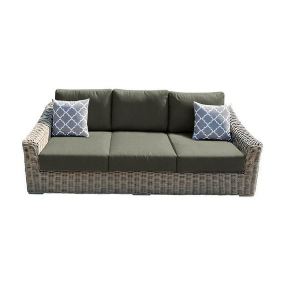 Tulum Two-Tone Dark Beige Aluminum Frame Sofa in Gray Cushion