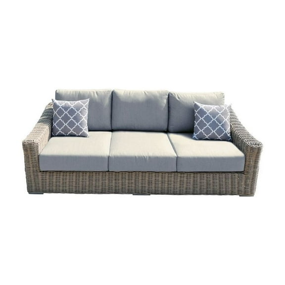 Tulum Two-Tone Dark Beige Aluminum Frame Sofa in Light Beige Cushion