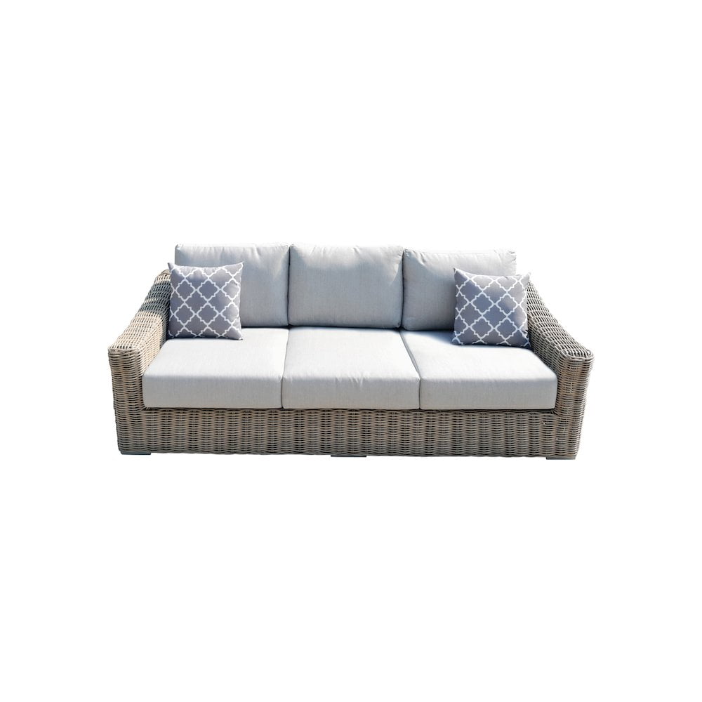 Tulum Two-Tone Dark Beige and Silver Resin Wicker Outdoor Sofa