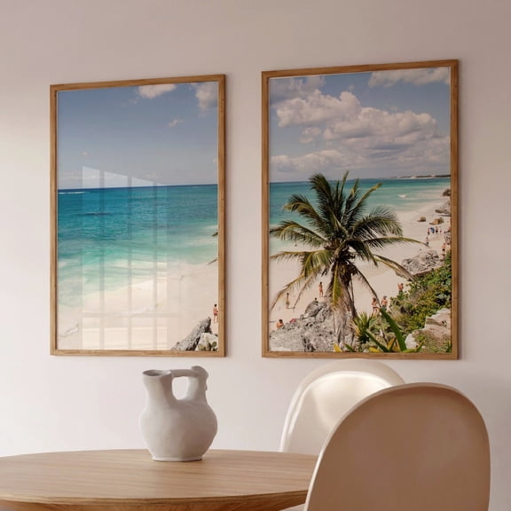 Tulum beach prints set of 2, mexican coastal photography, travel Mexicos, , printable wall art Set