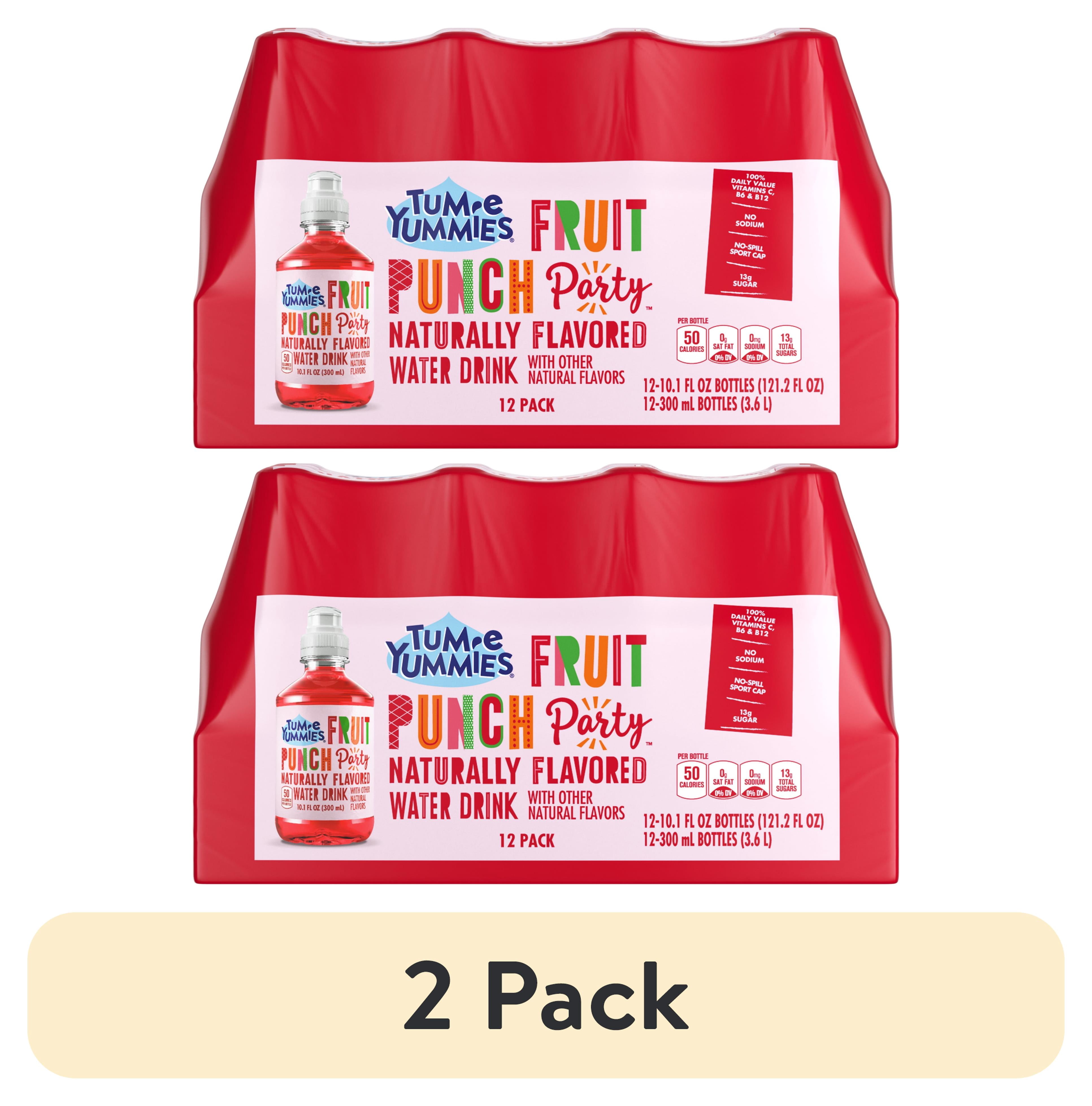 (2 pack) Tum-e Yummies Fruit Punch Party Water, 10.1 fl oz, 12 Count Bottles