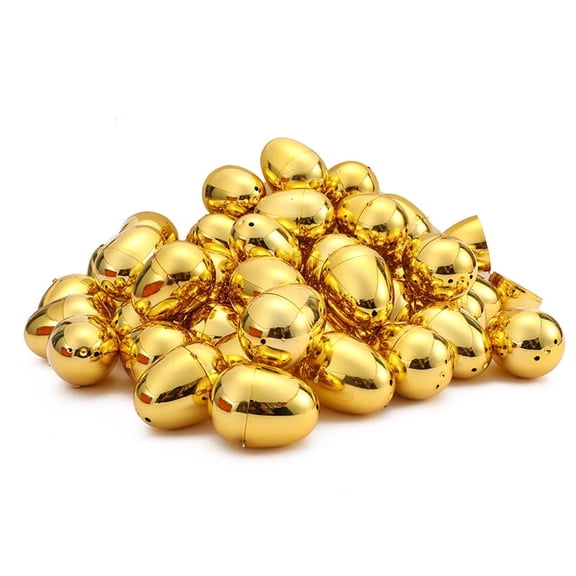 Tumao 24Pcs Gold Easter Eggs, 2.3" Metallic Plastic Empty Eggs Fillable for Easter Hunt Supplies, Party Favor, Basket Stuffers, Holiday Decorations