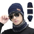 thumbnail image 1 of Tumao 3 PCS Winter Hat Scarf Gloves Set, Slouchy Beanie 3 in 1 Warm Set, Thermal Knitted Winter Hats, Warm Thick Fleece Lined Neck Warmer, Gifts for Women & Men, 1 of 6