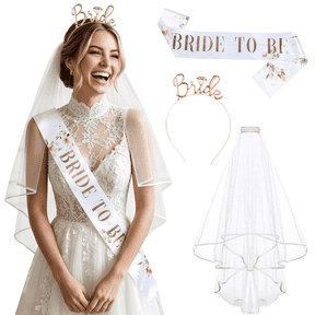 Tumao 3 Pcs Bachelorette Party Decorations Bride to Be Headband with Sash and Veil for Bachelorette Party Decorations, Bridal Shower Accessories for Gift