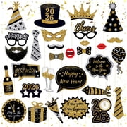 Tumao 30PCS Photo Booth Props New Years Photo Props Kit New Years Party Decorations Funny Cute New Years Theme Party Supplies for Family