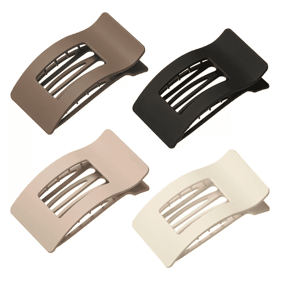 Tumao 4 Pcs Flat Hair Clip, Hair Claw Clips Women, Curved Design Strong Hold Claw Clips for Thick Thin Fine Hair for Women and Girls