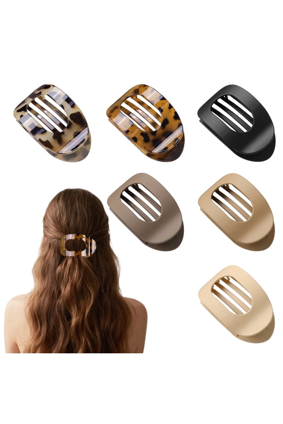 6 Pcs Flat Hair Clip, Hair Claw Clips Women, Curved Design Strong Hold Claw Clips for Thick Thin Fine Hair for Women and Girls