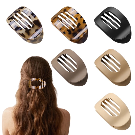 Tumao 6 Pcs Flat Hair Clip, Hair Claw Clips Women, Curved Design Strong Hold Claw Clips for Thick Thin Fine Hair for Women and Girls