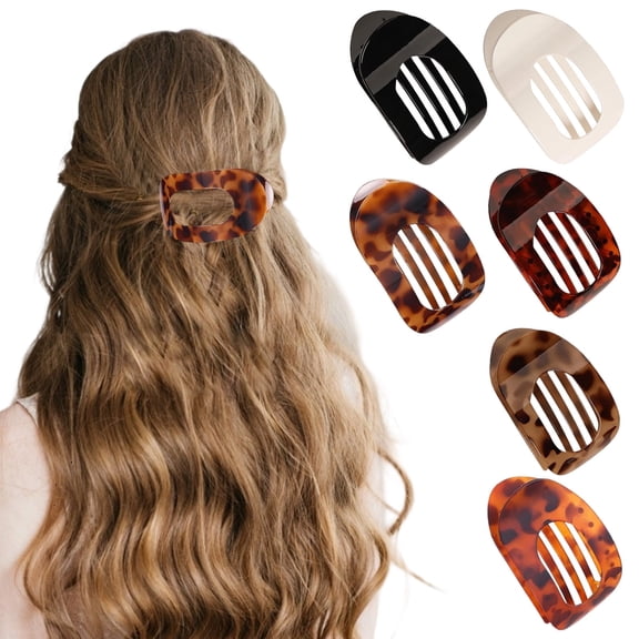 Tumao 6 Pcs Flat Hair Clip, Hair Claw Clips Women, Curved Design Strong Hold Claw Clips for Thick Thin Fine Hair for Women and Girls