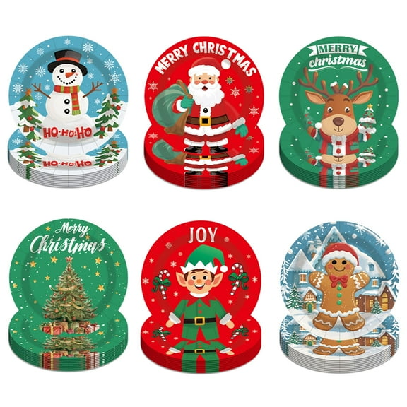 Tumao 60 Pcs 9 inch Christmas Plates Set Christmas Party Supplies and Decorations, Christmas Party Tableware Set for Family, Red