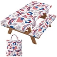 thumbnail image 1 of Tumao 6FT American Flag Picnic Table Cover with Bench Covers and Carrying Bag, 4th of July Waterproof Windproof Camping Rectangle Tablecloths, Washable Polyester Cover for Patio Indoor Outdoor, 1 of 7