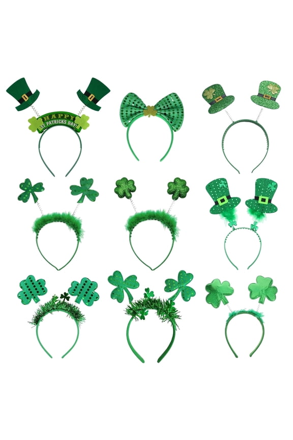 9Pcs St Patrick Day Headband, St Patricks Day Accessories Party Favor Set, Saint Patrick's Day Accessories for Parties and Parades, Irish Themed