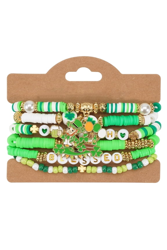 Bracelet for Women Shamrock Bracelet  Stretch Stackable, St Patricks Day Accessories St Patricks Day Party Favors Gift Party Supplies