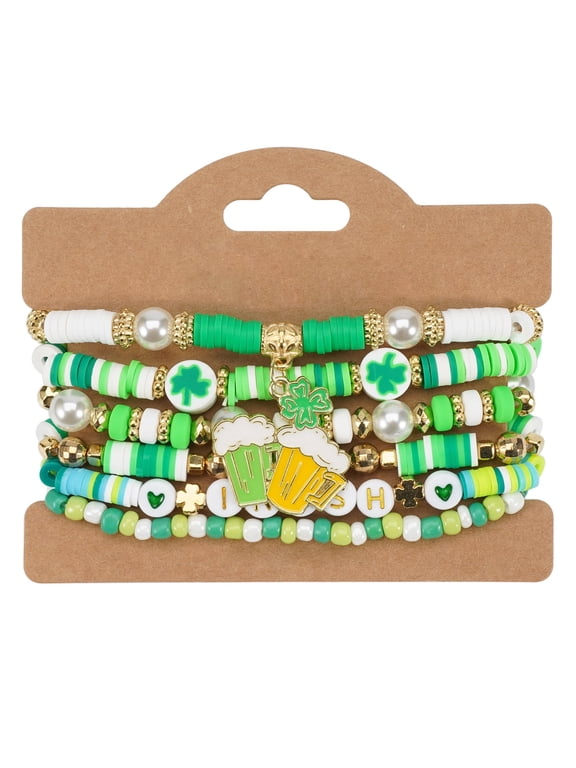 Bracelet for Women Shamrock Bracelet Stretch Stackable, St Patricks Day Accessories St Patricks Day Party Favors Gift Party Supplies