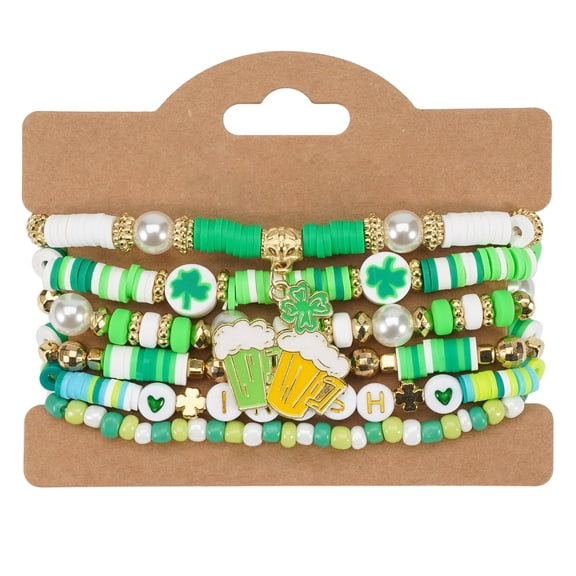 Tumao Bracelet for Women Shamrock Bracelet Stretch Stackable, St Patricks Day Accessories St Patricks Day Party Favors Gift Party Supplies