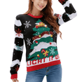 thumbnail image 1 of Tumao Christmas Sweaters for Women Xmas Tree Print Sweater Round Neck Long Sleeve Pullover Sweater Tops for Christmas, parties, 1 of 7