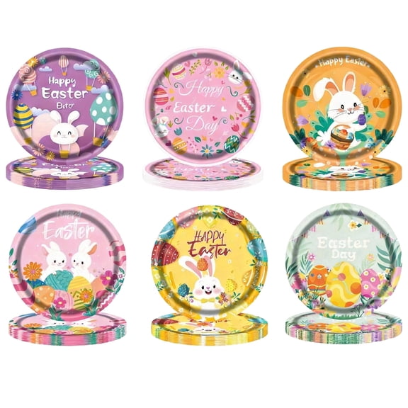 Tumao Easter Plates Party Supplies Easter Theme Paper 72 Pieces 7 Inch