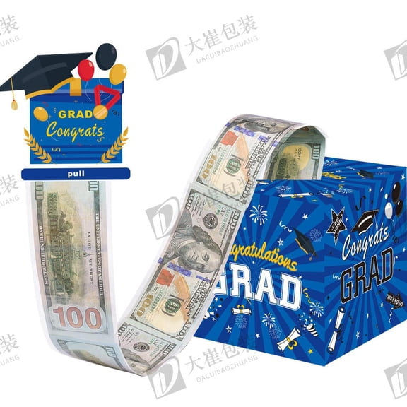 Tumao Graduation Money Gift Boxes, Graduation Money Pull Box, Money Cake Pull with 50Pcs Transparent Bags for Women Men Surprise