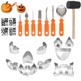 thumbnail image 1 of Tumao Halloween Pumpkin Carving Kit - 24 Pcs Stainless Steel Pumpkin Carving Knife Sets with Stencils & Storage Bucket for Halloween, 1 of 7