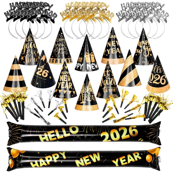 Tumao New Years Eve Decorations 2026 Party Accessories, New Years Eve Party Supplies, New Year Party Hats, Headbands, Balloon, Partyy Blowouts for New Years Eve Decorations 2026