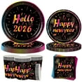 thumbnail image 1 of Tumao New Years Plates and Napkins Party Supplies, 80Pcs Happy New Years Party Supplies, Theme Tableware Set for Happy New Years, Black, 1 of 5