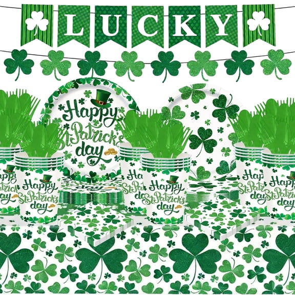 Tumao St Patricks Day Party Supplies, St Patricks Day Party Decorations, 122 Pcs Serves 20 Guests