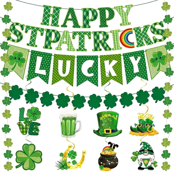 Tumao St Patricks Day Party Supplies and Decorations, St Patricks Day Party Decorations Set Banner Spiral